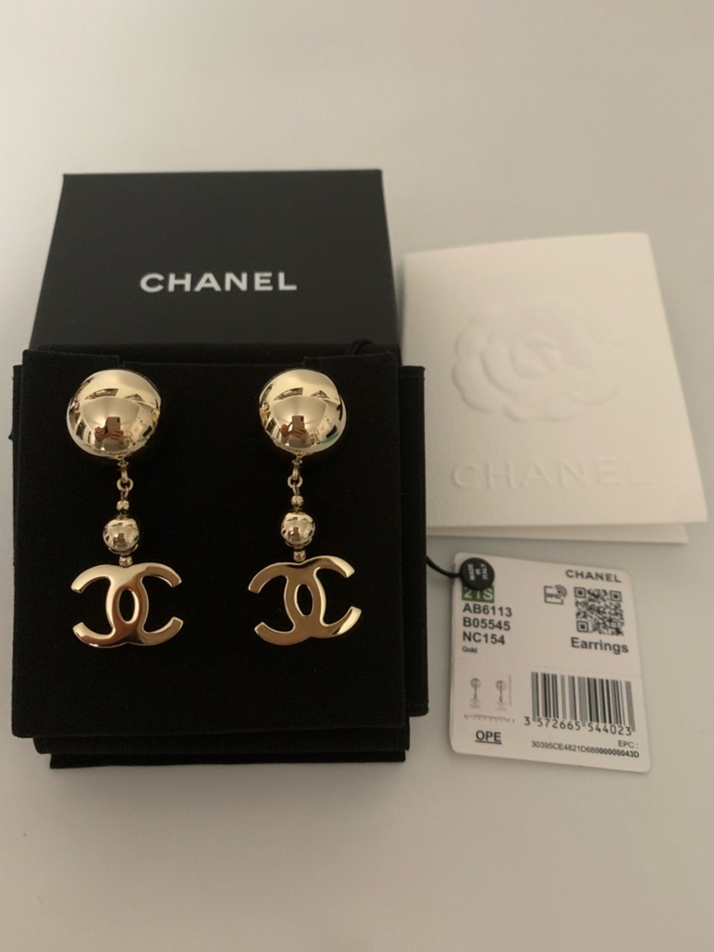 Chanel Gold CC Drop Earrings